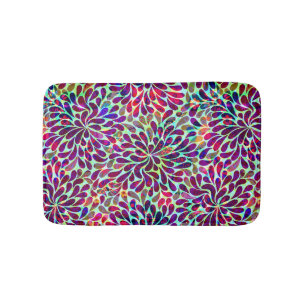 Colorful Abstract Floral Design Bath Mat