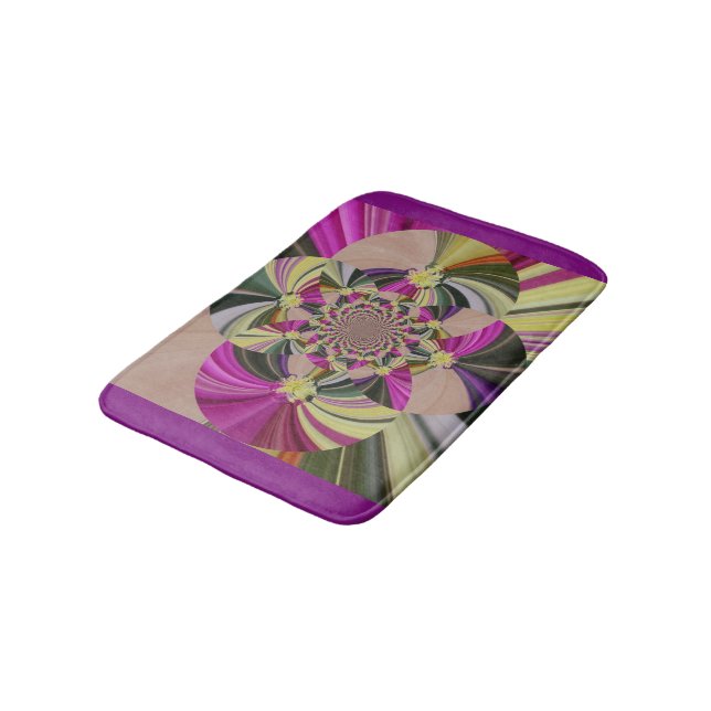 Colorful Abstract Floral Pattern Bath Mat (Angled)