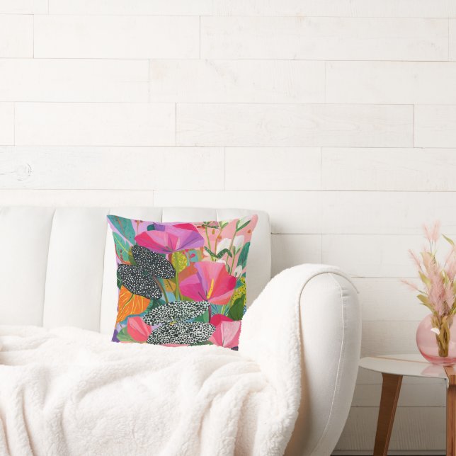 Colorful Abstract Floral Pattern Cushion (Couch)