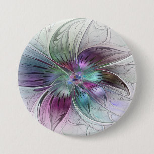 Colorful Abstract Flower Modern Floral Fractal Art 7.5 Cm Round Badge