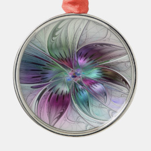 Colorful Abstract Flower Modern Floral Fractal Art Metal Tree Decoration