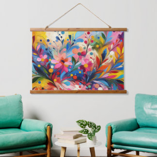Colorful Abstract Flowers Vibrant Explosion Art Ch Hanging Tapestry