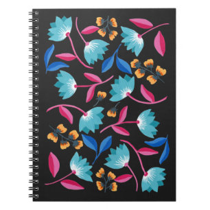 Colorful abstract folkart floral notebook