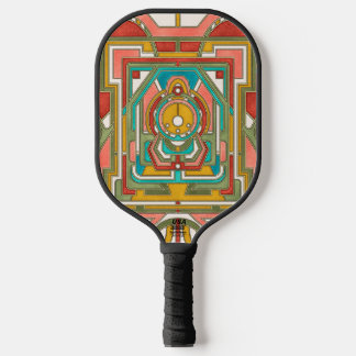 Colorful Abstract Geometric Butterfly Art Nouveau Pickleball Paddle