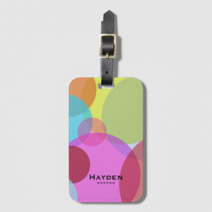 Colorful Abstract Geometric Circles Personalised Luggage Tag