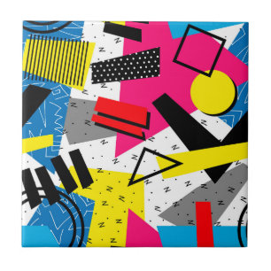 Colorful Abstract Geometric Eighties Pattern Tile