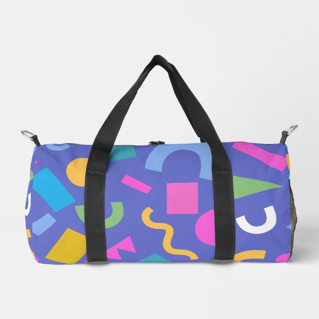 Colorful Abstract Geometric Memphis Style Pattern  Duffle Bag (Front)