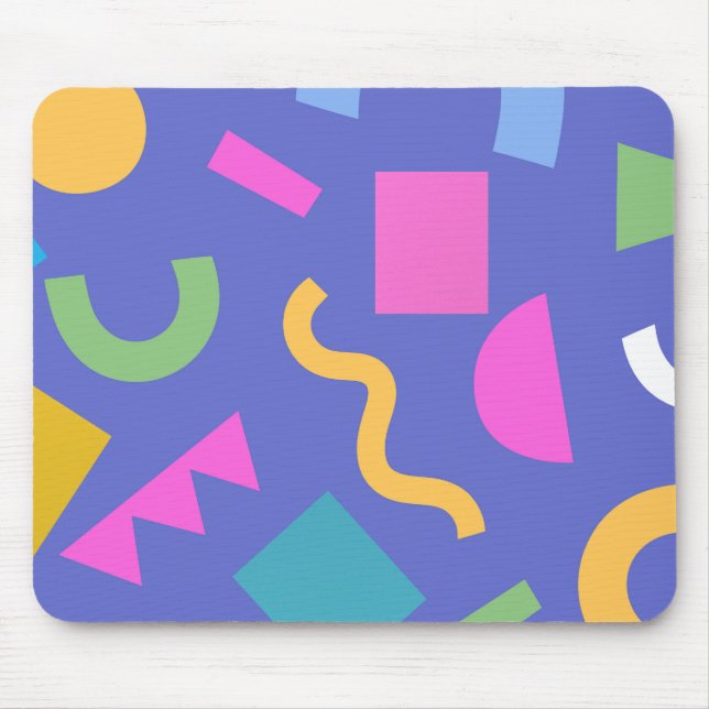 Colorful Abstract Geometric Memphis Style Pattern Mouse Mat (Front)