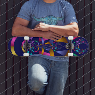 Colorful Abstract Geometric Pattern Skateboard