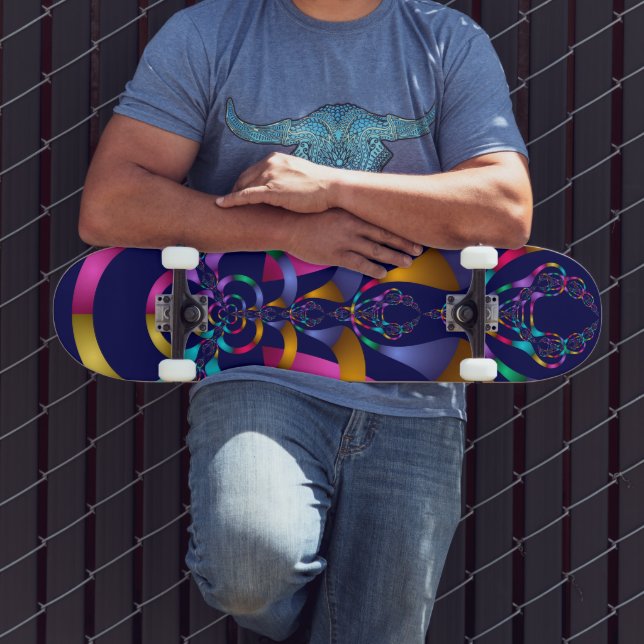 Colorful Abstract Geometric Pattern Skateboard (Outdoor 3)