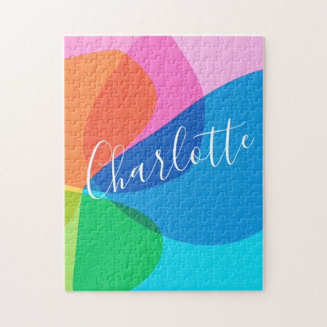 Colorful Abstract Geometric Shapes Personalized Jigsaw Puzzle (Vertical)