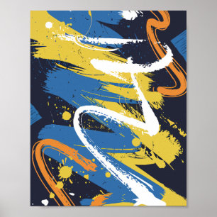 Colorful Abstract Graffiti Brush Strokes Poster