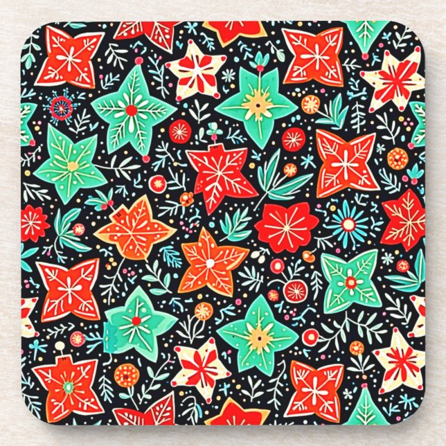  Colorful Abstract Holiday Design Coaster (Front)