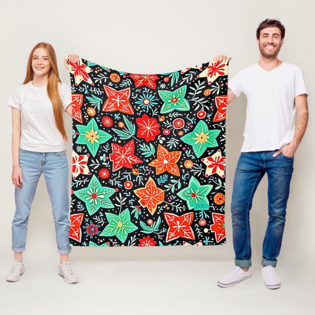 Colorful Abstract Holiday Design Fleece Blanket (In Situ)