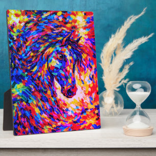 Colorful Abstract Horse Portrait Impasto Plaque