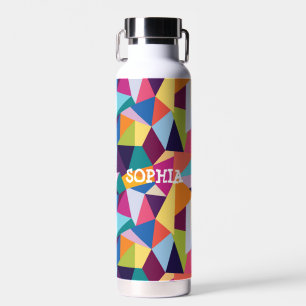 Colorful Abstract Insulated Water Bottle with Name