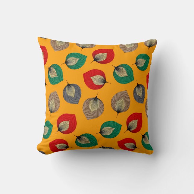 Colorful Abstract Leaf Pattern Cushion (Front)