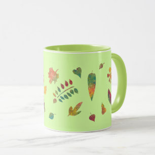 Colorful Abstract Leaves Autumn Mugs