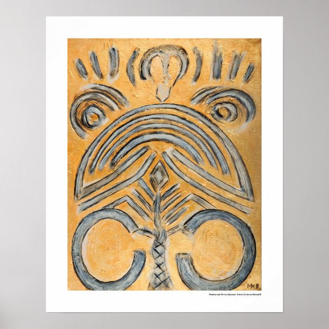 Colorful Abstract Lines Painting Yellow Blue Black Poster (Front)