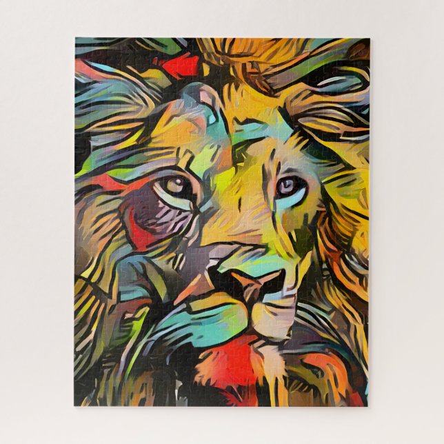 Colorful Abstract Lion | Challenging Hard  Jigsaw  Puzzle (Vertical)
