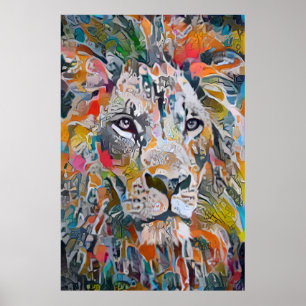 Colorful Abstract Lion Poster