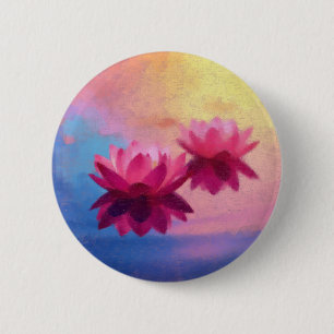 Colorful Abstract Lotus Flowers 6 Cm Round Badge