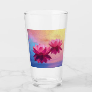 Colorful Abstract Lotus Flowers Glass