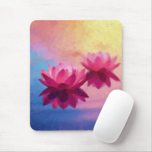 Colorful Abstract Lotus Flowers Mouse Mat