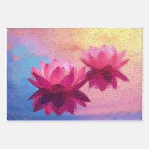 Colorful Abstract Lotus Flowers Wrapping Paper Sheet