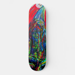 Colorful Abstract Man Oil on Canvas Skateboard