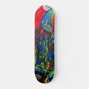 Colorful Abstract Man Oil on Canvas Skateboard