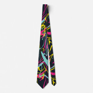 Colorful Abstract Memphis Lines Pattern Tie