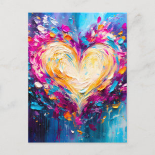Colorful Abstract Modern Love Heart Announcement Postcard