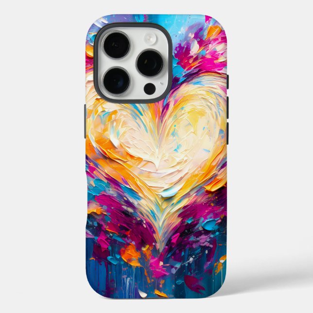 Colorful Abstract Modern Love Heart Case-Mate iPhone Case (Back)