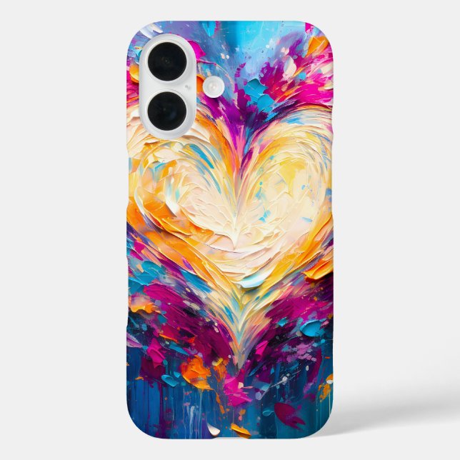 Colorful Abstract Modern Love Heart Case-Mate iPhone Case (Back)