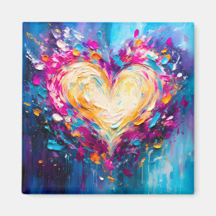 Colorful Abstract Modern Love Heart Magnet
