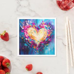Colorful Abstract Modern Love Heart Napkin