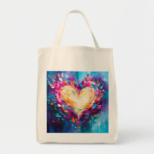 Colorful Abstract Modern Love Heart Tote Bag
