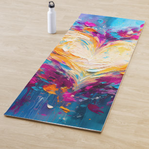 Colorful Abstract Modern Love Heart Yoga Mat