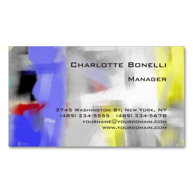 Colorful Abstract Modern Minimalist Magnetic Business Card (Front)