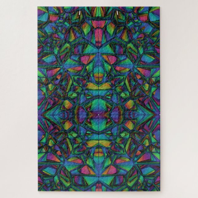 Colorful Abstract Mosaic Stained glass look Jigsaw Puzzle (Vertical)
