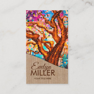 Colorful Abstract Mosaic Tree Business Card