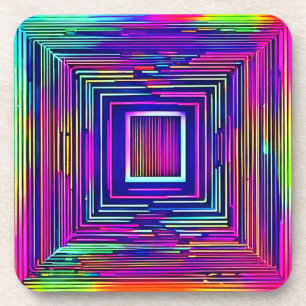Colorful Abstract Neon Spectrum Art Coaster