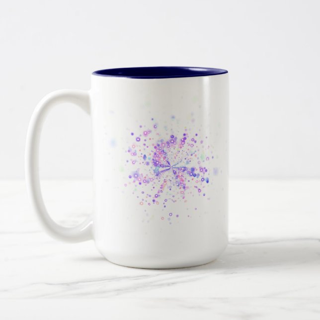 Colorful Abstract Neon Splash Two-Tone Coffee Mug (Left)