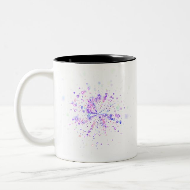 Colorful Abstract Neon Splash Two-Tone Coffee Mug (Left)