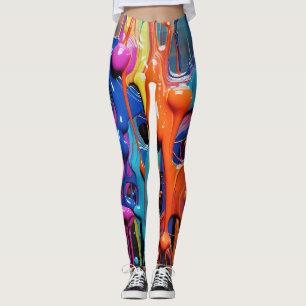 Colorful Abstract Paint Drips (17) Leggings