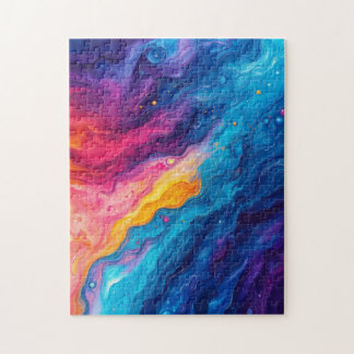 Colorful Abstract Paint Galaxy Artist Jigsaw Puzzle