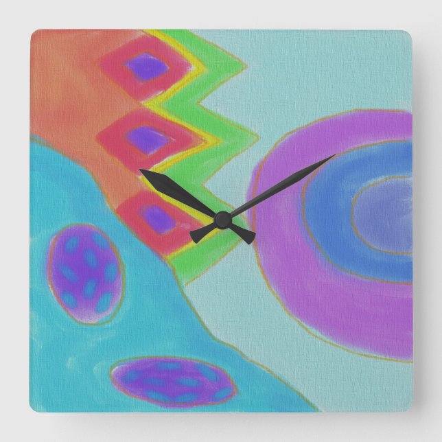 Colorful Abstract Painting Large Clock (Front)