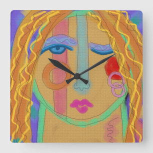 Colorful Abstract Painting Round Clock