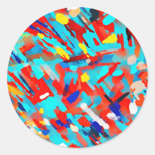 Colorful Abstract Palette Knife Classic Round Sticker
